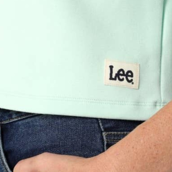 Lee Retro Boxy Oversized Green Cropped Sweatshirt Tee Shirt Top XL New NWT - Picture 7 of 9